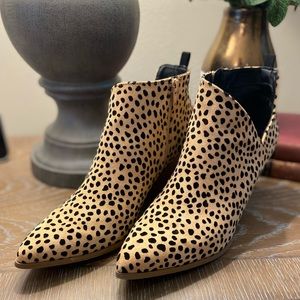 Tan/Black Leopard Suede Ankle Boots